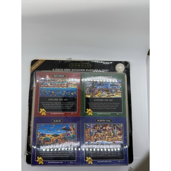 Dowdle Set 4-Pack Beaches of Mini Wooden Puzzles & Tray New And Sealed - Picture 13 of 13